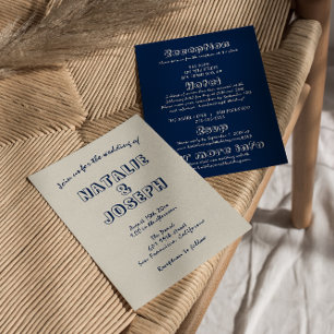 Invitation Rétro Écrit À La Main Moderne Tout En Un Mariage