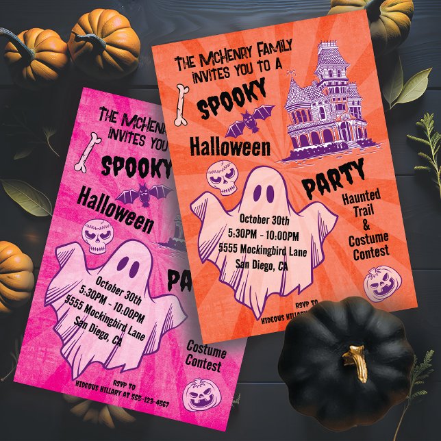 Invitation Retro Éffrayant Halloween Ghost Poster style fête (Créateur téléchargé)