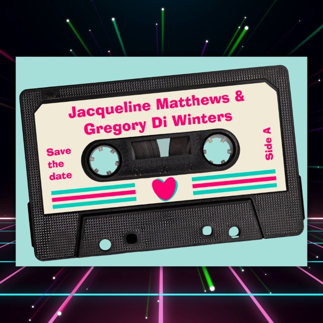 Invitation Retro Eighties Music Mix Tape Enregistrer La Date (Créateur téléchargé)