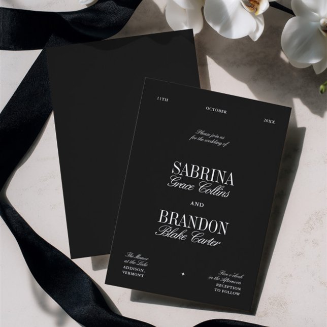 Invitation Retro Elegant Black & White Wedding (Retro Elegant Black & White Wedding Invitation)