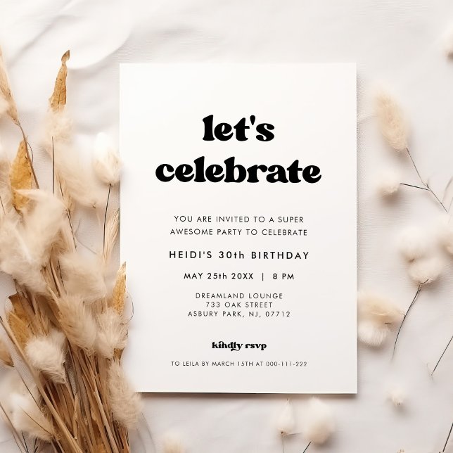 Invitation Retro élégant Fêtons l'anniversaire (Créateur téléchargé)