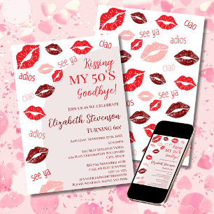 Invitation Rétro Embrasser Mes 50 Ans Au Revoir Fête De 60 An