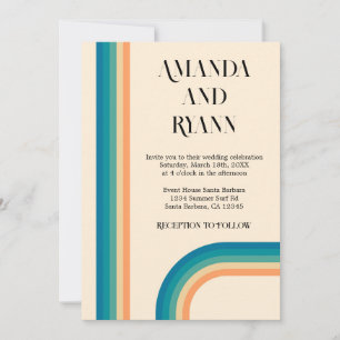 Invitation Retro Été Vintage Photo QR Code Mariage