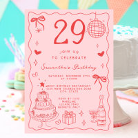 Rétro Fantaisiste Excentrique Rouge Rose 29e Anniv