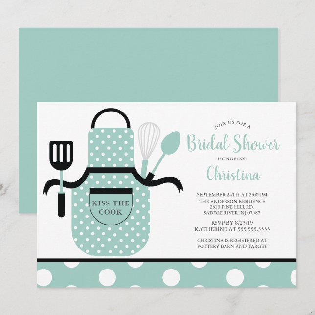 Invitation Rétro Fête de la mariée en bon état de cuisine (Devant / Derrière)