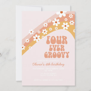Invitation Retro Four Ever marguerite Super boho 4e anniversa