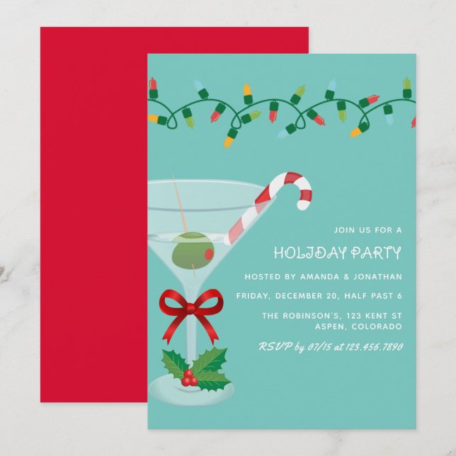 Invitation Retro Frost Christmas Holiday Cocktail Party (Devant / Derrière)
