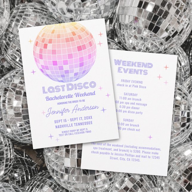 Invitation Retro Funky les années 70 Pink Disco Bachelorette  (Créateur téléchargé)