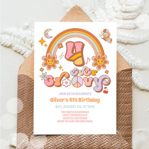 Invitation rétro funky pour 4ème anniversaire