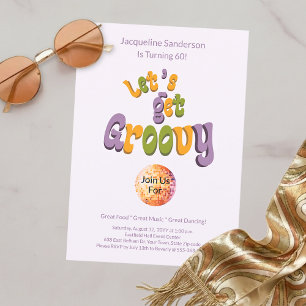 Invitation rétro funky pour 60e anniversaire