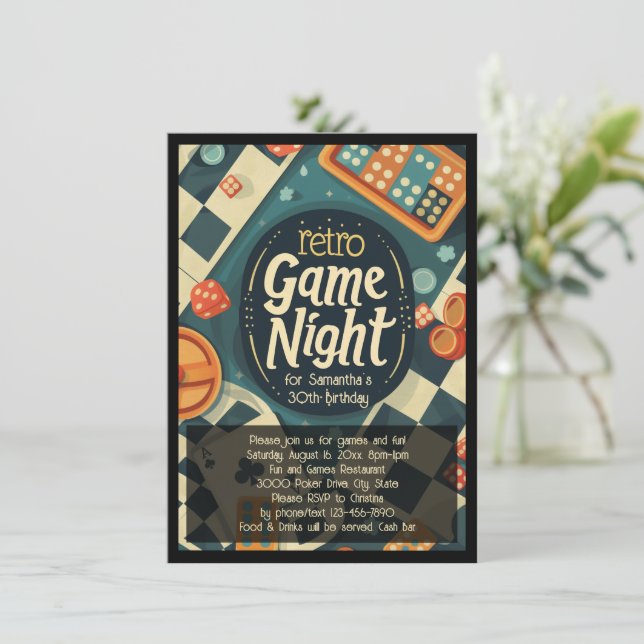 Invitation Retro Game Night Social ou fête d'anniversaire (Debout devant)