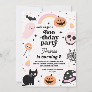 Invitation Retro Girls Boothday Halloween Anniversaire