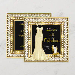Invitation Retro Glamor Hollywood Fabulous 50 Gold Deco