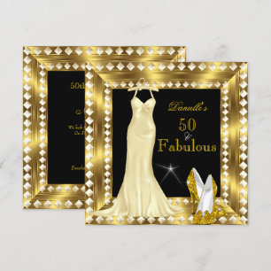 Invitation Retro Glamor Hollywood Fabulous 50 Gold Deco 3
