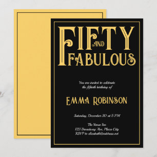 Invitation Retro Gold "Cinquante et Fantastique" 50e Annivers