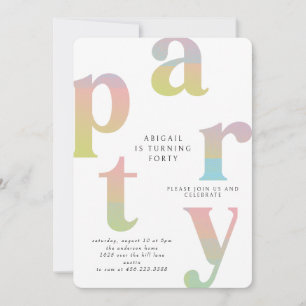 Invitation Retro Gradient Femme White Anniversaire Party