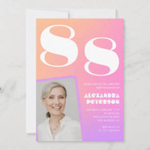 Invitation Retro Gradient Rose 88e anniversaire