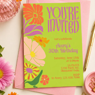 Invitation Retro Groovy Anniversaire Retro Groovy Anniversa