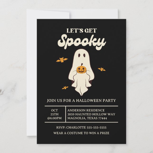 Invitation Retro Halloween : Faisons peur (Devant)