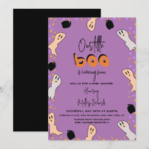Invitation Retro Halloween Ghost Notre Petit Baby shower Boo