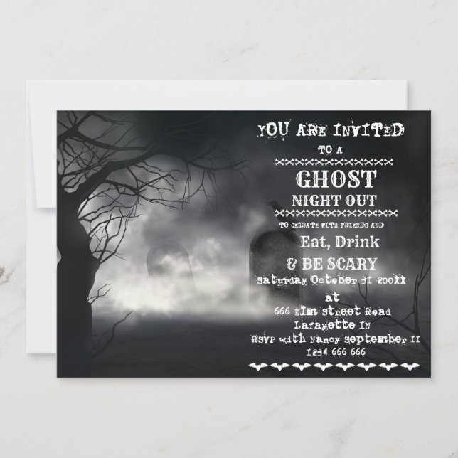Invitation Retro Halloween pour la fête des adulte (Devant)