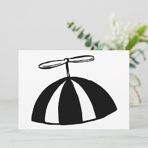 Invitation Retro hélice Beanie Whimsical noir et blanc
