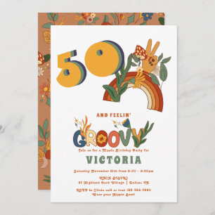 Invitation Retro Hippie 70's fête d'anniversaire Super