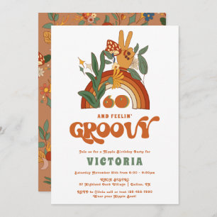 Invitation Retro Hippie 70's fête d'anniversaire Super