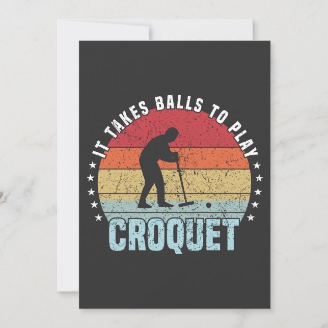 Invitation Rétro Il Faut Des Couilles Pour Jouer Au Croquet (Devant)