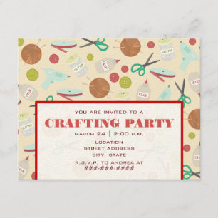 Invitation Retro Inspiré Crafting Party