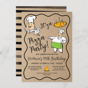 Invitation Retro Italie Pizza Chef Party