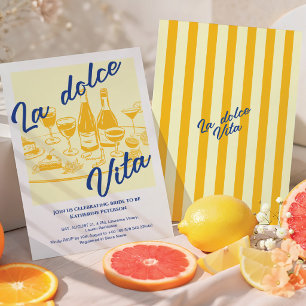 Invitation Rétro jaune « La dolce vita » Réception de mariage