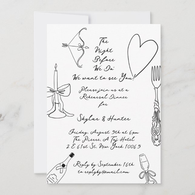 Invitation Retro La Dolce Vita Dîner de répétition Mariage (Devant)