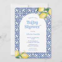 Retro Lemons Blue Carreaux Boy Baby shower Party