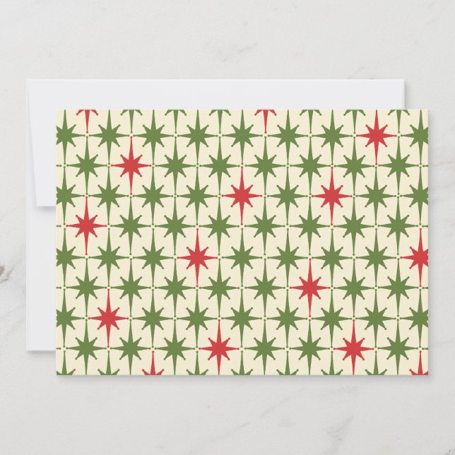 Invitation Retro les années 50 Christmas Star Motif Red Green (Devant)