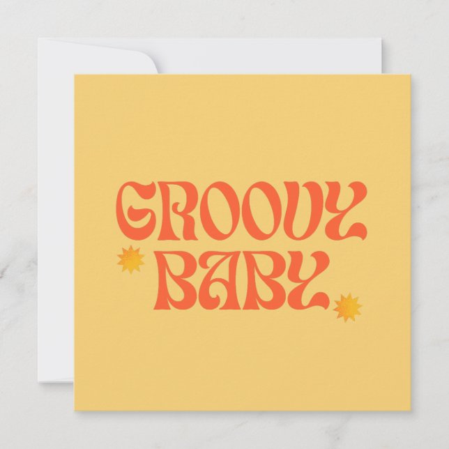 Invitation Retro les années 70 moutarde Orange Hippie Super b (Devant)