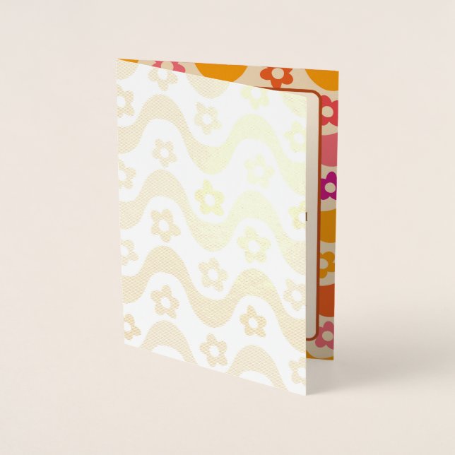 Invitation Retro les années 70 Super Floral (Devant)
