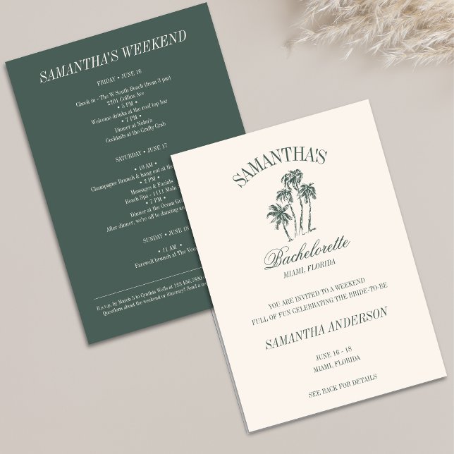 Invitation Retro Luxe Beach Bachelorette Logo Girls Trip (Créateur téléchargé)