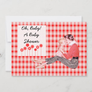 Invitation Retro Maman et Baby shower