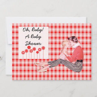 Invitation Retro Maman et Baby shower