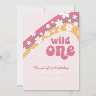 Invitation Retro marguerite Wild One bohème floral premier an