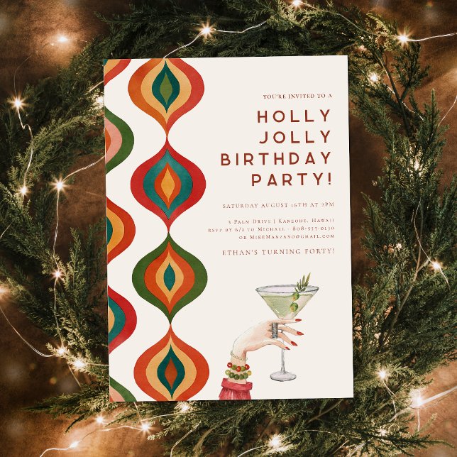Invitation Retro Mid-Century Modern | Christmas Birthday (Créateur téléchargé)