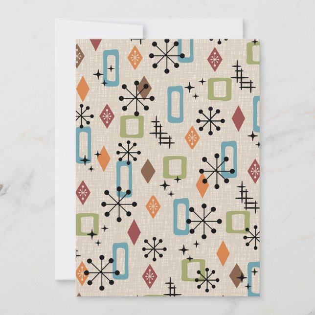Invitation Retro Mid-Century moderne Atomique Abstrait Motif (Devant)