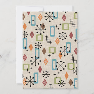 Invitation Retro Mid-Century moderne Atomique Abstrait Motif