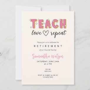 Invitation Rétro Mignonne   enseigner amour répéte