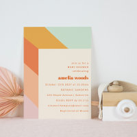 Retro Mint Orange Boho Stripes Baby shower mignon