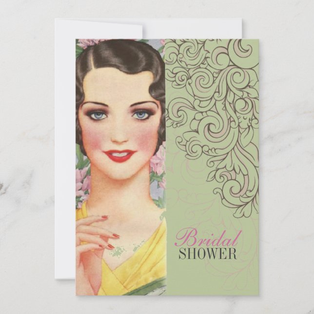 Invitation Retro Mint vert grand gatsby nuptiale douche (Devant)