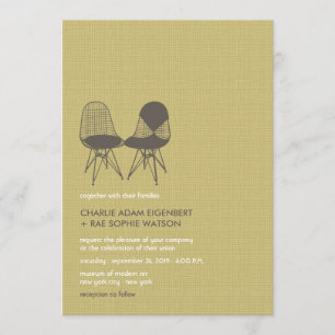 Invitation Rétro Mod Perfect Chaise Pair Eames 2 Mariage