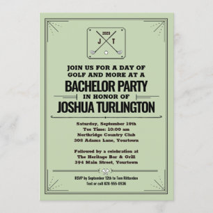 Invitation Retro Modern Golf Ouvert Bachelor Anniversaire