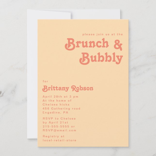 Invitation Rétro moderne | Brunch à la crème orange et mousse (Devant)